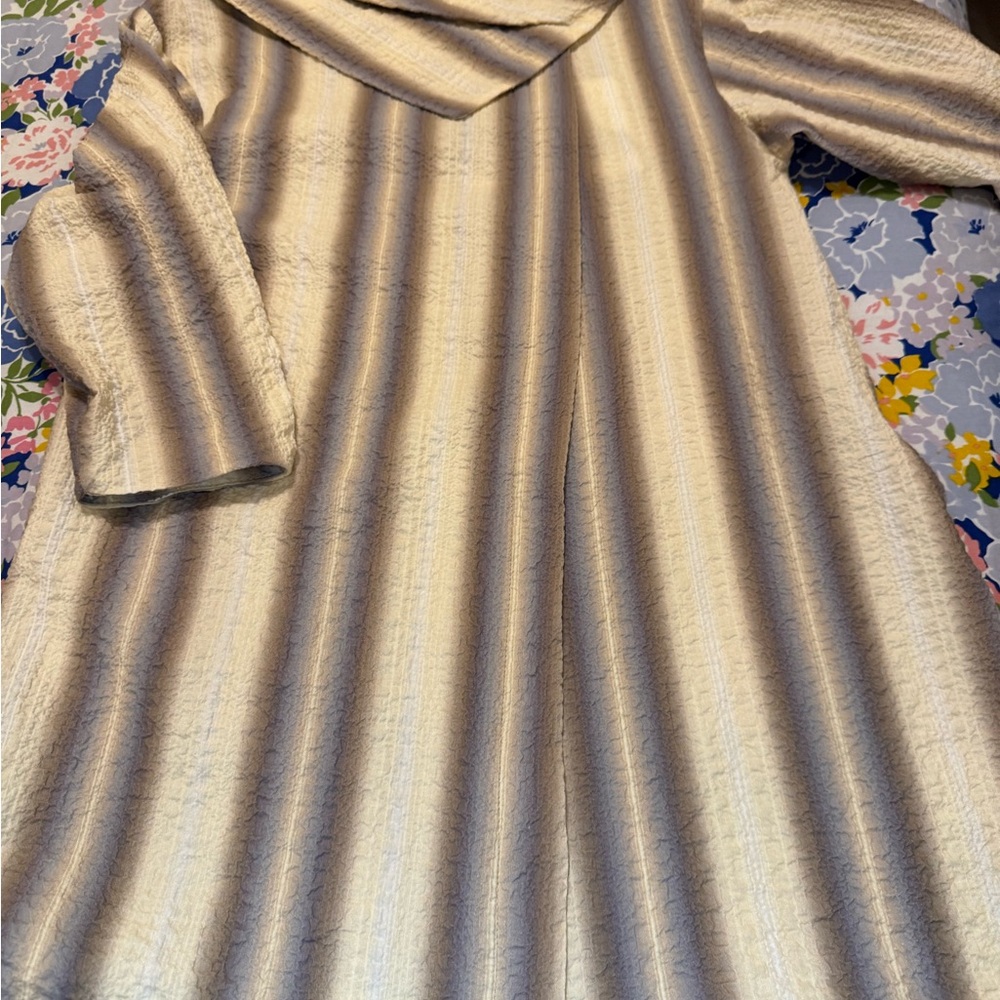 Zara Cream and Gray Striped Kids Dress